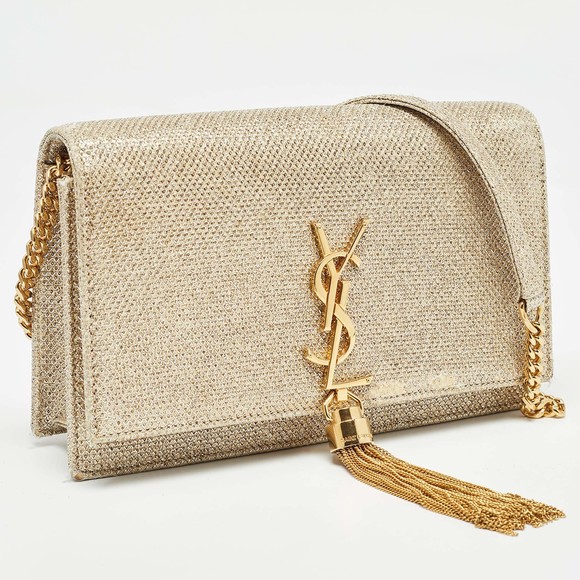 Saint Laurent  Gold Glitter Kate Tassel Wallet On Chain - Picture 3 of 8